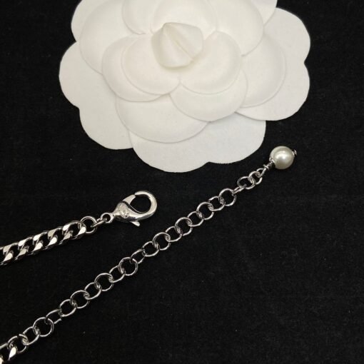 23B white heart full diamond double C silver necklace choker - Image 6