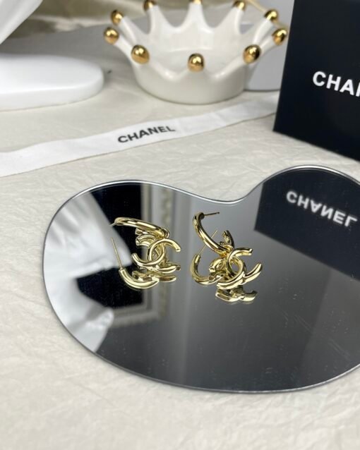 CHANE Chanel New Style Gold Glossy Double C Ear Hook Earrings - 图片 6