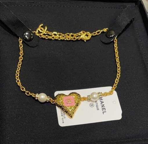 2 color 23K retro lava heart black enamel double C necklace choker - Image 4