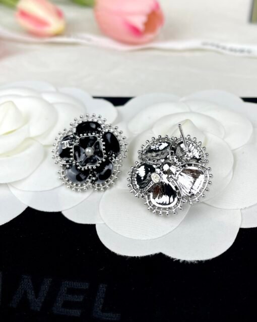 CHANE Chanel 24S new black enamel camellia earrings - 图片 6