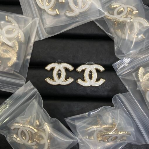 New ChanelSweet Grandma White Enamel Double C Earrings Arrived
