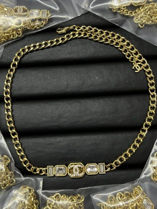 Chanel new golden square diamond necklace