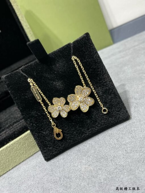 VCA double flower clover necklace, rose gold, - 图片 8