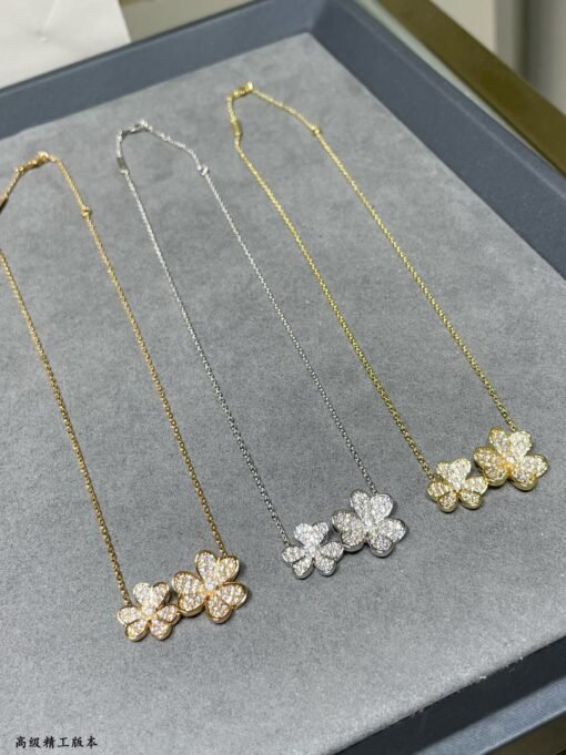 VCA double flower clover necklace, rose gold, - 图片 5