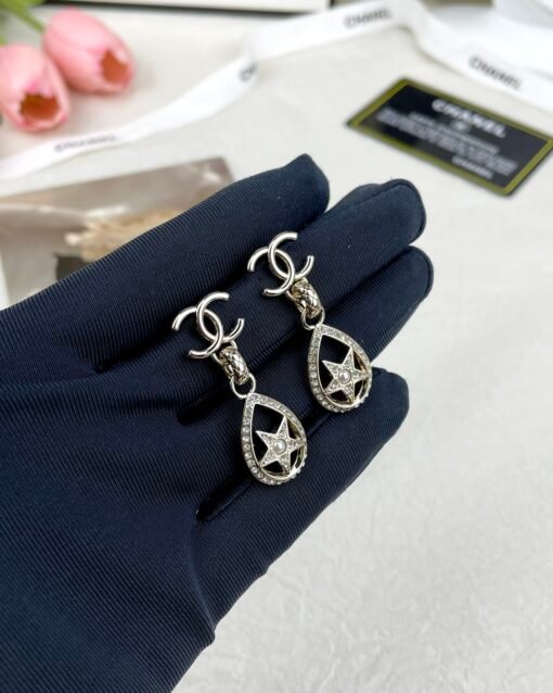 Chanel 2Newnew styles, five-pointed stars, diamond-set water drop earrings - Image 2
