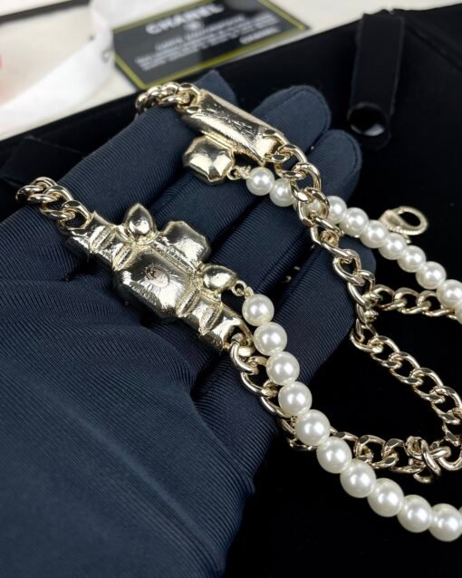 Chanel 24 new models, water square diamond, pearl double-layer chain, necklace, necklace - Image 5