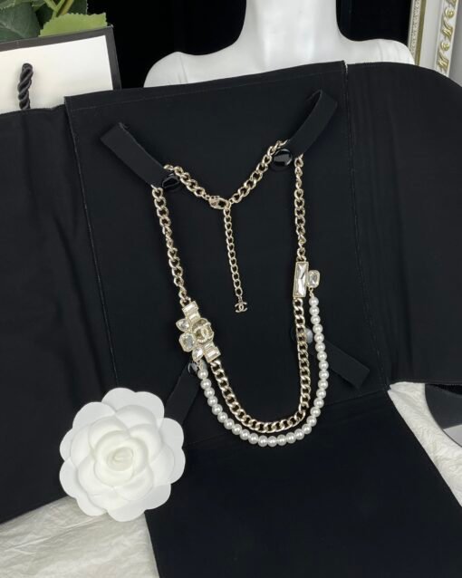 Chanel 24 new models, water square diamond, pearl double-layer chain, necklace, necklace - Image 3