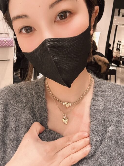 cklace: 58
Necklace: 60
CHANE Chanel 24P new glossy peach heart pendant love choker necklace - Image 5