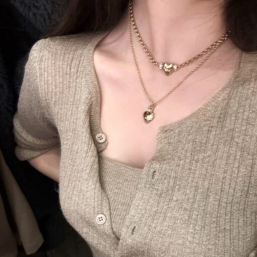 cklace: 58
Necklace: 60
CHANE Chanel 24P new glossy peach heart pendant love choker necklace - Image 8