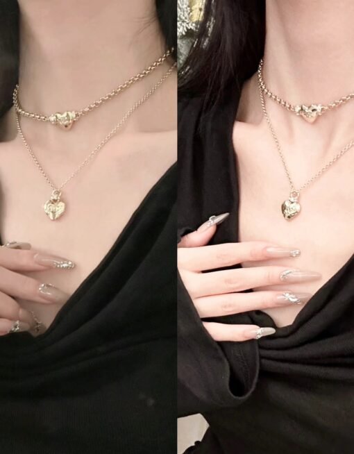 cklace: 58
Necklace: 60
CHANE Chanel 24P new glossy peach heart pendant love choker necklace - Image 2