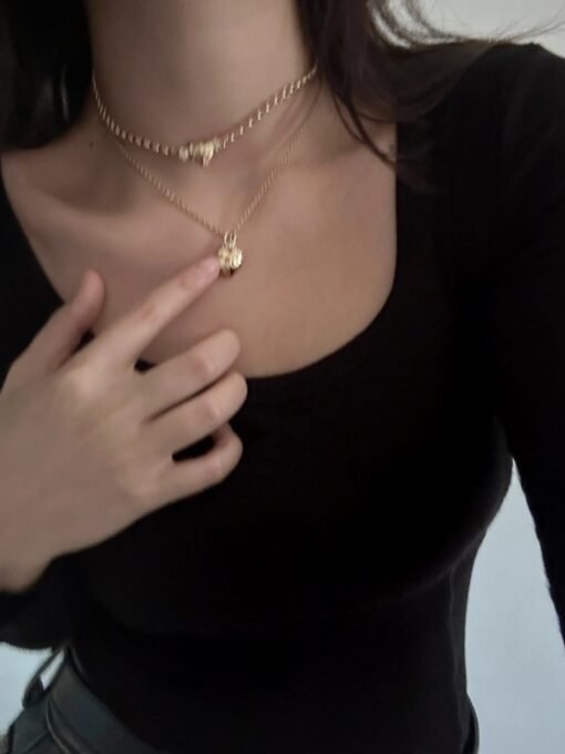cklace: 58
Necklace: 60
CHANE Chanel 24P new glossy peach heart pendant love choker necklace - Image 9