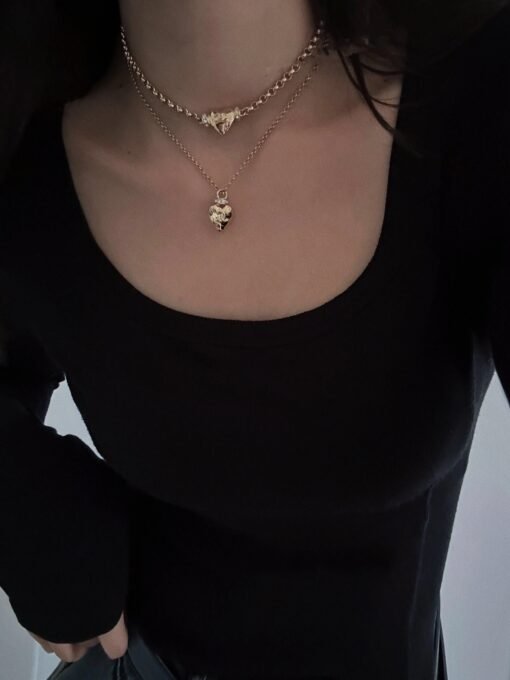 cklace: 58
Necklace: 60
CHANE Chanel 24P new glossy peach heart pendant love choker necklace - Image 4