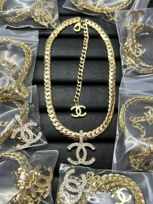 Chanel new thick chain snake bone chain double c pendant necklace