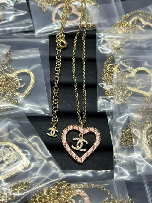 Chanel new pink pink spelling red oil-drop love double c necklace