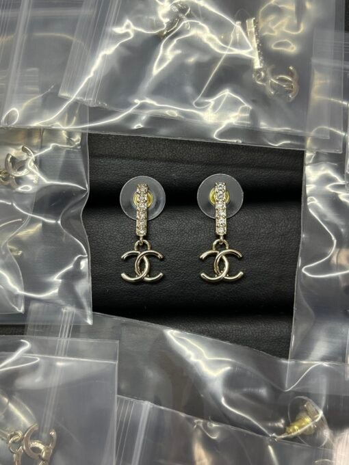 Chanel new style diamond double C stud earrings