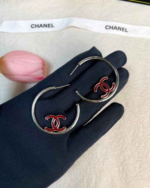 Chanel new oil-drop half circle double-sided earrings - Image 2