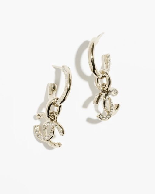 Chanel double c half diamond earrings