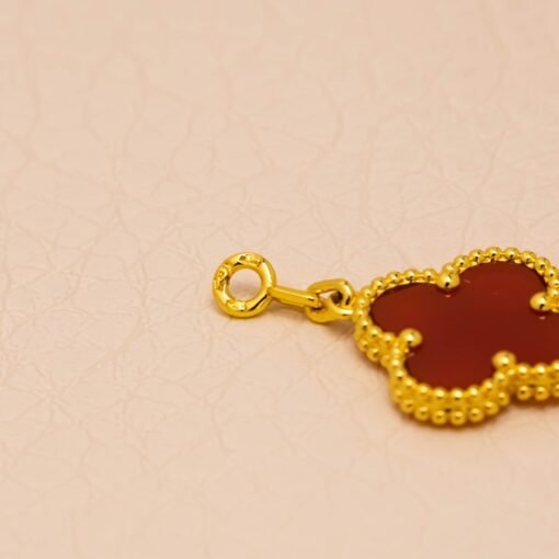 VCA Carnelian Five-flower Four-leaf Clover Bracelet Golden Yellow Gold - 图片 9