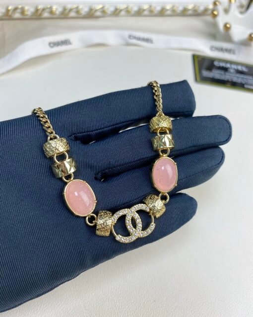 ChChanel new pink oval resin metal necklace - Image 5