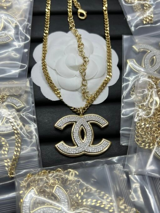 Chanel new large C three-row full diamond necklace