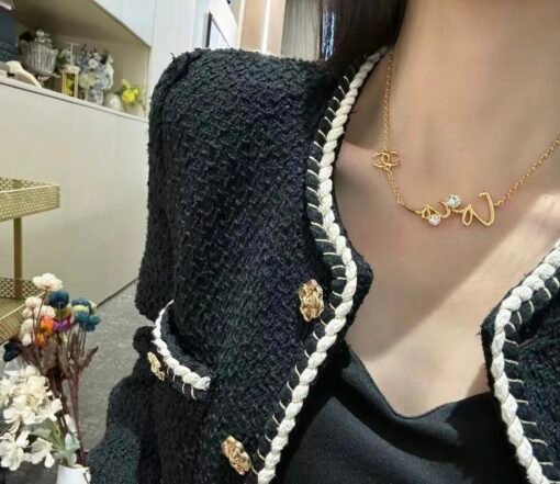 CHANE new style shiny letters round diamond zircon double C necklace - Image 2