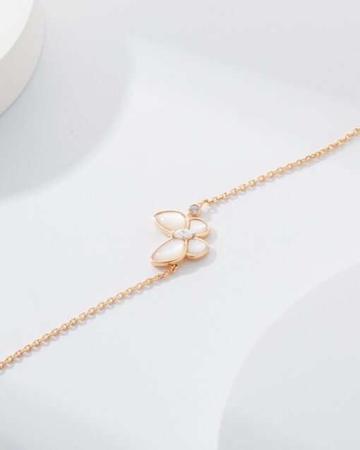 Van Cleef Arpels VCA White Mother-of-Pearl Butterfly Necklace Rose Gold - Image 8