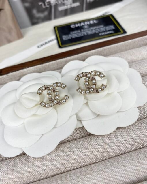 CHANE Chanel new style Xiaomi bead double c diamond earrings - 图片 6