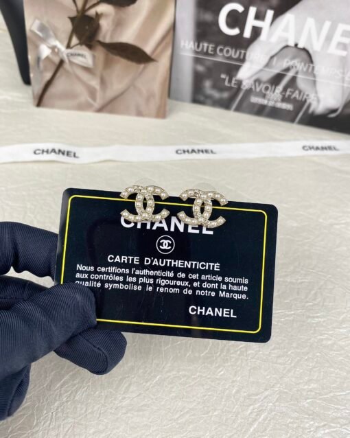 CHANE Chanel new style Xiaomi bead double c diamond earrings - 图片 10