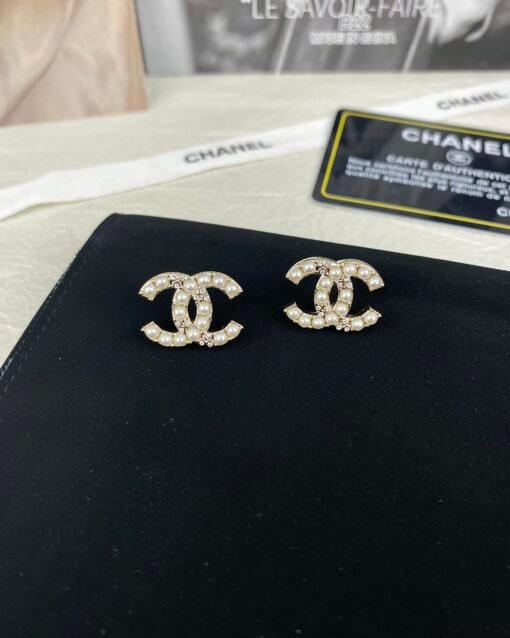 CHANE Chanel new style Xiaomi bead double c diamond earrings - 图片 9