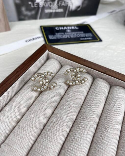 CHANE Chanel new style Xiaomi bead double c diamond earrings - 图片 8