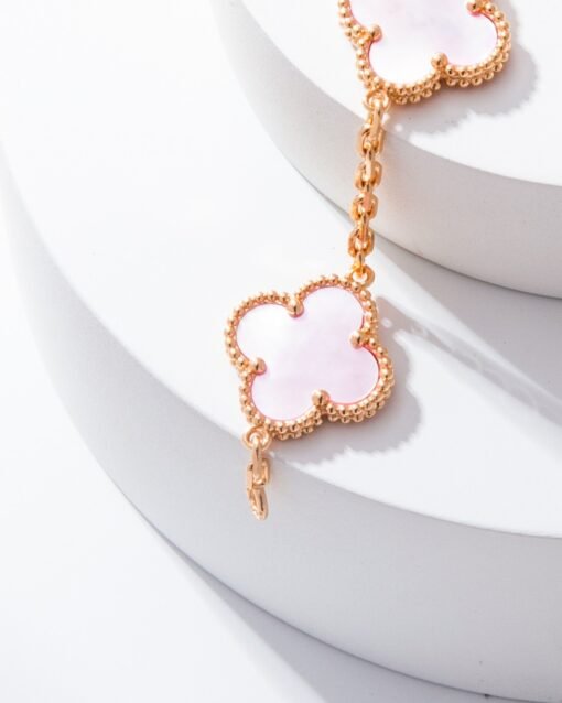 VCA Van Cleef Arpels Natural Pink Mother-of-Pearl Five-Flower Bracelet - 图片 8