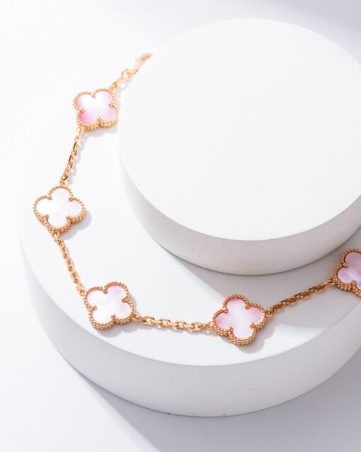 VCA Van Cleef Arpels Natural Pink Mother-of-Pearl Five-Flower Bracelet - 图片 7