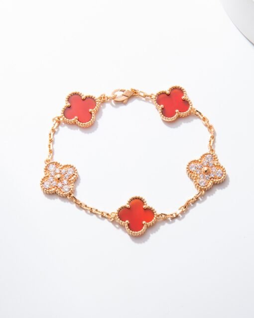 VCA Van Cleef Arpels Carnelian Diamond Bracelet - Image 2