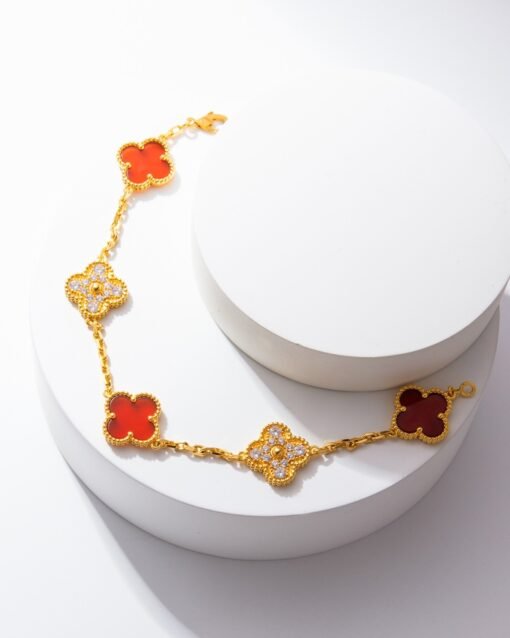 VCA Van Cleef Arpels Carnelian Diamond Bracelet - Image 7