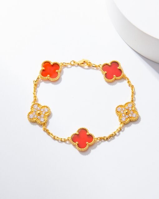 VCA Van Cleef Arpels Carnelian Diamond Bracelet - Image 3