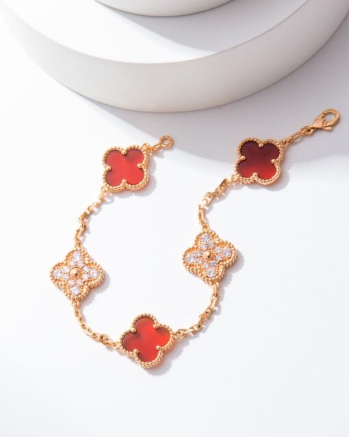 VCA Van Cleef Arpels Carnelian Diamond Bracelet - Image 4
