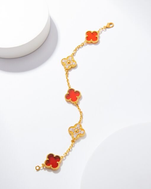 VCA Van Cleef Arpels Carnelian Diamond Bracelet - Image 6