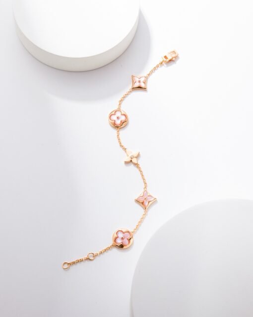 LV Color Blossom Series White Mother-of-Pearl Five-Flower Bracelet - Image 6