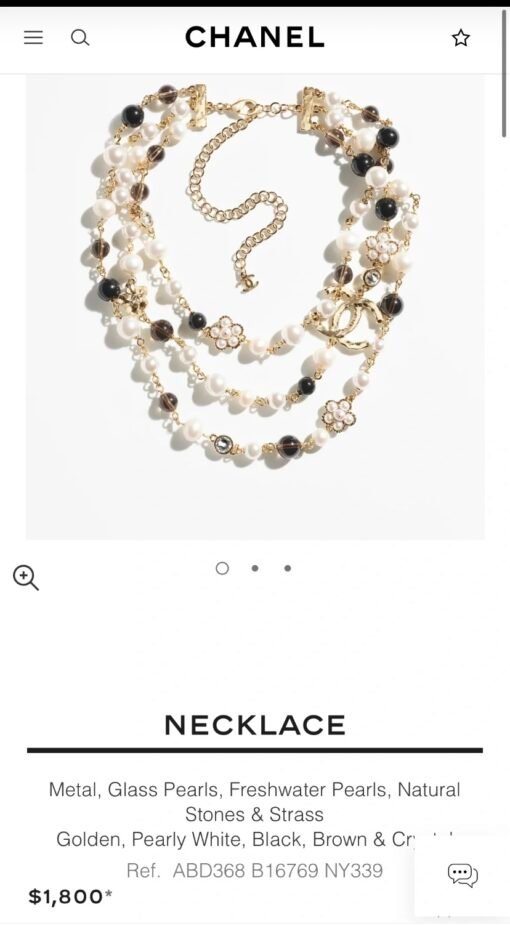CHANE Chanel 24B new three-layer small flower black and white pearl necklace