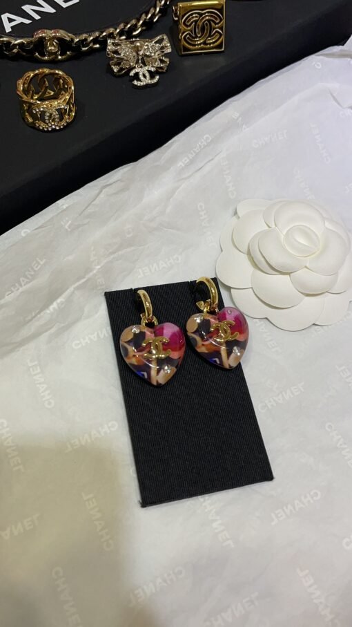 24A new color love gold double C earrings