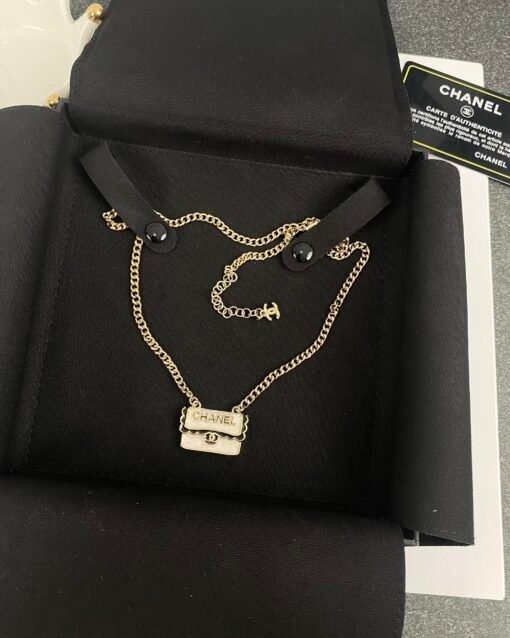 Chanel new style black and white enamel bag necklace - Image 2