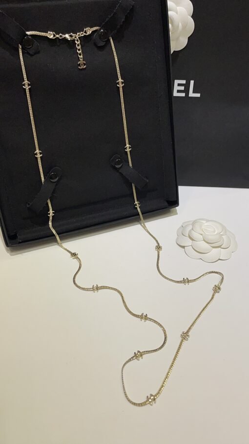 15 flowers arrive today
 24B new style fifteen flowers double C light gold snake bone chain long necklace sweater chain