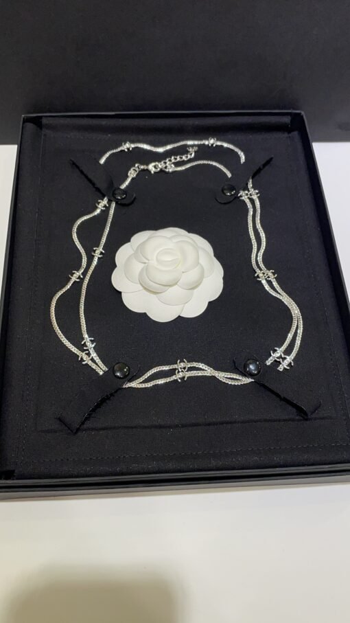 15 flowers silver
 24B new style fifteen flowers double C silver snake bone chain long necklace sweater chain - Image 2
