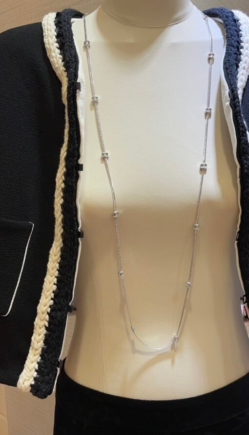 15 flowers silver
 24B new style fifteen flowers double C silver snake bone chain long necklace sweater chain - Image 6