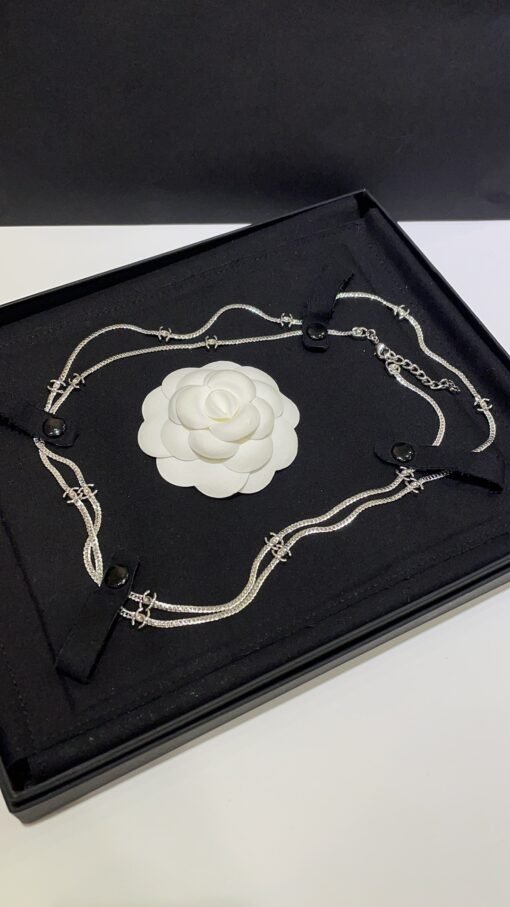 15 flowers silver
 24B new style fifteen flowers double C silver snake bone chain long necklace sweater chain