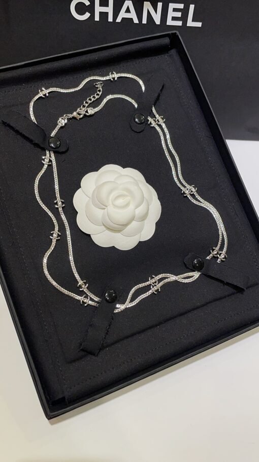 15 flowers silver
 24B new style fifteen flowers double C silver snake bone chain long necklace sweater chain - Image 5