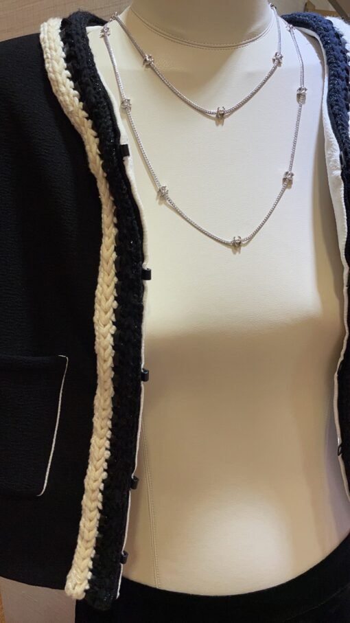 15 flowers silver
 24B new style fifteen flowers double C silver snake bone chain long necklace sweater chain - Image 7