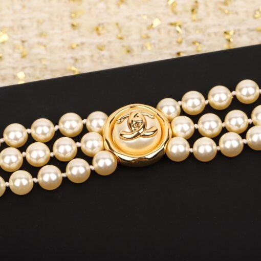 [Chanel  button double C pearl necklace] 24A high-end handicraft workshop series, - Image 3