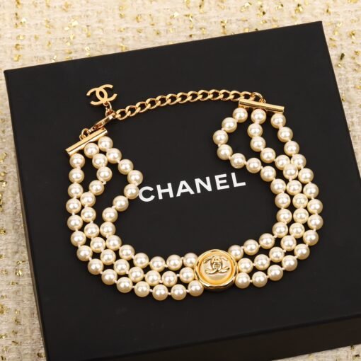 [Chanel  button double C pearl necklace] 24A high-end handicraft workshop series, - Image 2