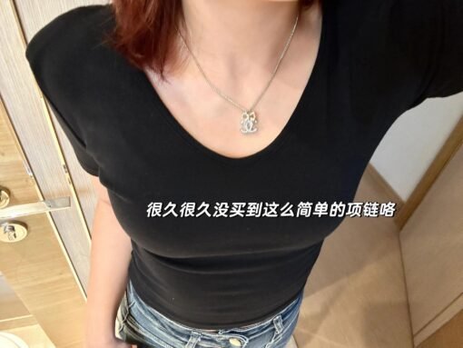 Chanel new light gold bow silver two-color full diamond necklace - Image 6